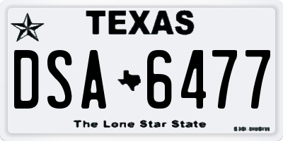 TX license plate DSA6477