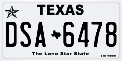 TX license plate DSA6478