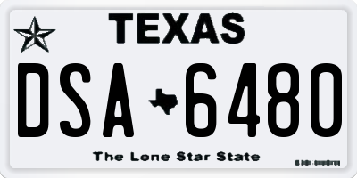 TX license plate DSA6480