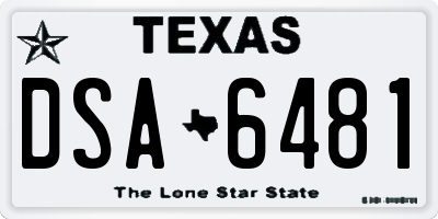 TX license plate DSA6481