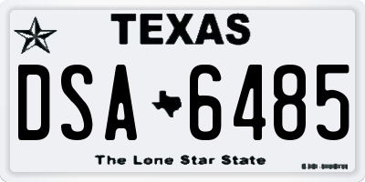 TX license plate DSA6485