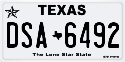TX license plate DSA6492