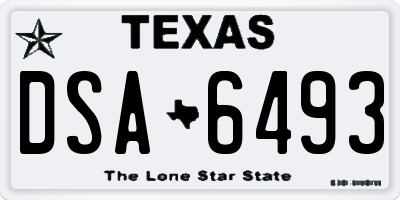 TX license plate DSA6493
