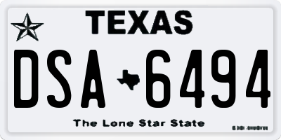TX license plate DSA6494
