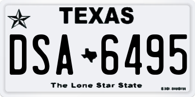 TX license plate DSA6495