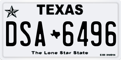 TX license plate DSA6496