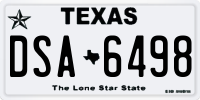 TX license plate DSA6498