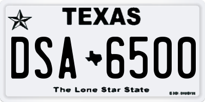 TX license plate DSA6500