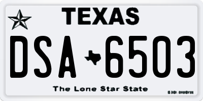 TX license plate DSA6503
