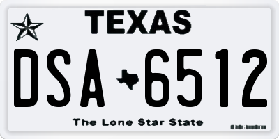 TX license plate DSA6512