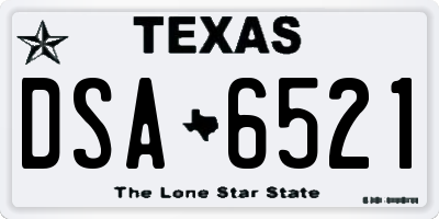 TX license plate DSA6521