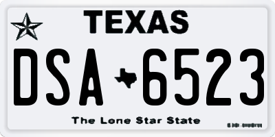 TX license plate DSA6523