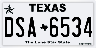 TX license plate DSA6534