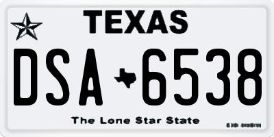 TX license plate DSA6538