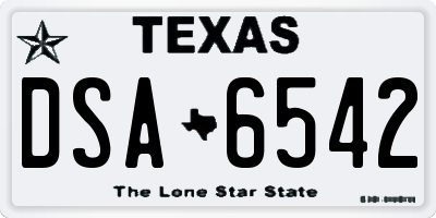 TX license plate DSA6542