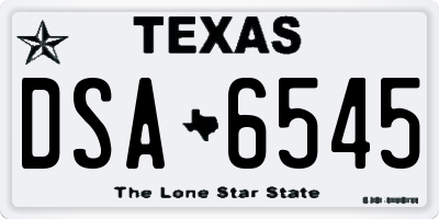 TX license plate DSA6545