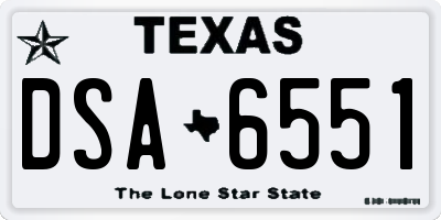 TX license plate DSA6551