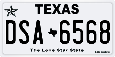 TX license plate DSA6568