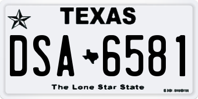 TX license plate DSA6581