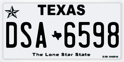 TX license plate DSA6598