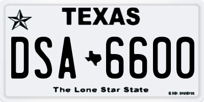 TX license plate DSA6600
