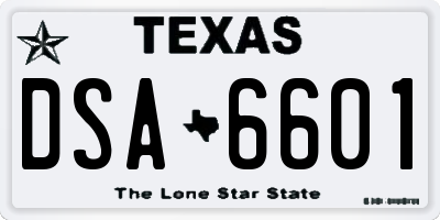 TX license plate DSA6601