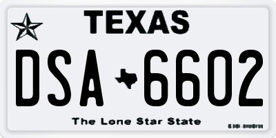 TX license plate DSA6602