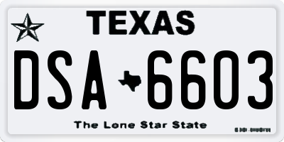 TX license plate DSA6603