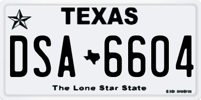 TX license plate DSA6604
