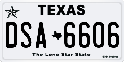 TX license plate DSA6606