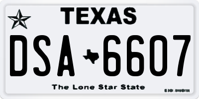 TX license plate DSA6607
