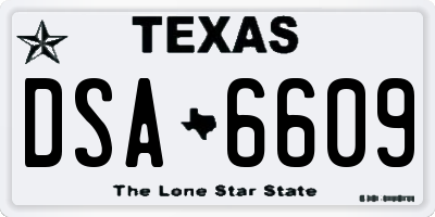 TX license plate DSA6609