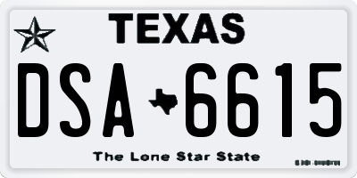 TX license plate DSA6615