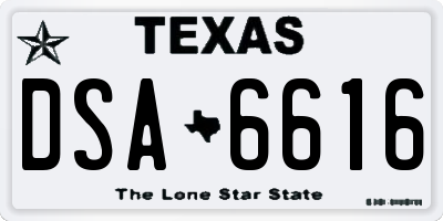 TX license plate DSA6616