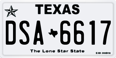 TX license plate DSA6617