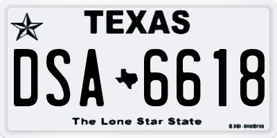 TX license plate DSA6618