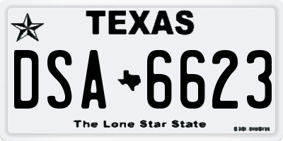 TX license plate DSA6623
