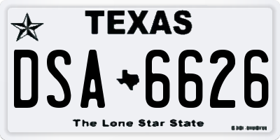 TX license plate DSA6626