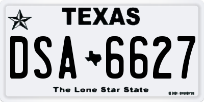 TX license plate DSA6627
