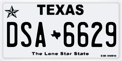 TX license plate DSA6629