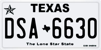 TX license plate DSA6630