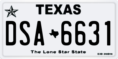 TX license plate DSA6631