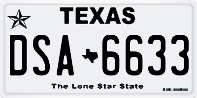 TX license plate DSA6633