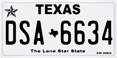 TX license plate DSA6634