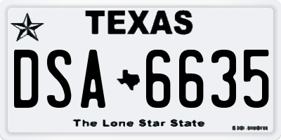 TX license plate DSA6635