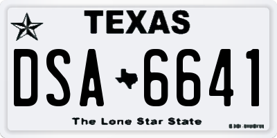 TX license plate DSA6641