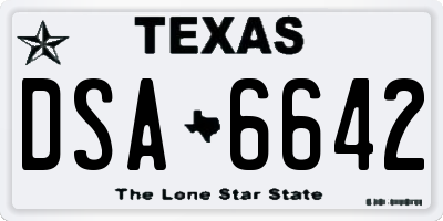 TX license plate DSA6642