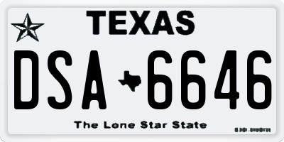 TX license plate DSA6646