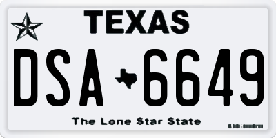 TX license plate DSA6649
