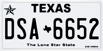 TX license plate DSA6652